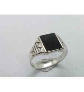 Zilver heren ring rechthoek met onix 11.5x9.5 mm mt 19½ - 3222092