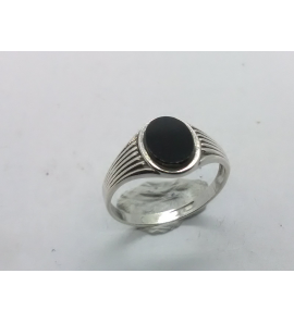 Zilver ring ovaal met onix 9x6 mm mt. 17¼i - 3222093