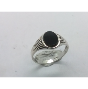 Zilver ring ovaal met onix 9x6 mm mt. 17¼i - 3222093