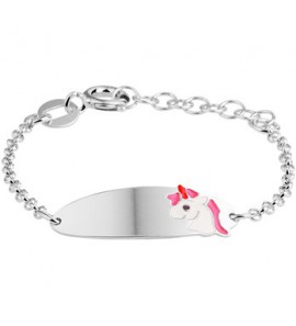 Zilver plaatbandje met email eenhoorn 11-13 cm - 3200760