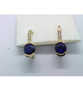 Goud oorhangers met zirkonia en synthetisch saffier - 3220473