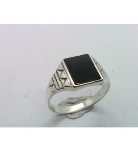 Zilver heren ring rechthoek met onix 11.5x9.5 mm mt 21¾ - 3222089