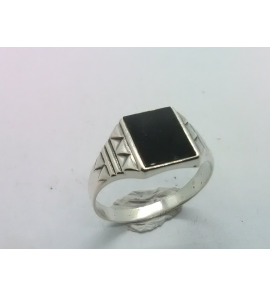 Zilver heren ring rechthoek met onix 11.5x9.5 mm mt 19¾ - 3222090