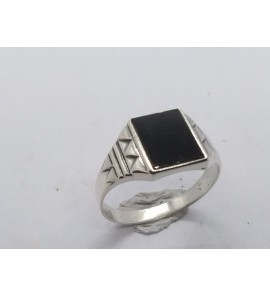 Zilver heren ring rechthoek met onix 11.5x9.5 mm mt 20 - 3222091