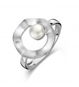 Zilver dames ring cirkel ysmat met zw parel 5.5 mm 15 mm mt. 17¾ - 3222709