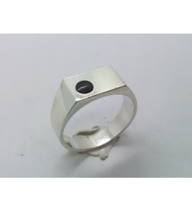 Zilver heren ring rechthoek met onix mt 20¼ - 3222053