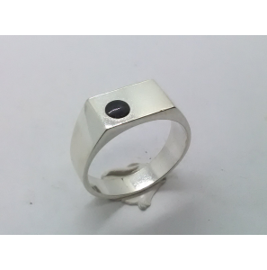 Zilver heren ring rechthoek met onix mt 20¼ - 3222053