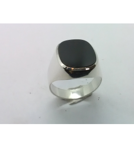 Zilver heren ring stophoek met onix mt 20 - 3222061