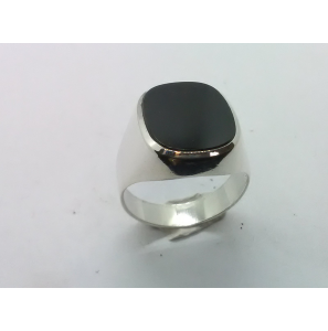 Zilver heren ring stophoek met onix mt 20 - 3222061