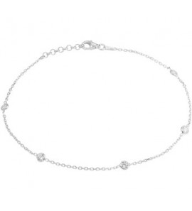 Zilver RH enkelbandje anker met zirkonia&#39;s 24-26 cm - 3200771
