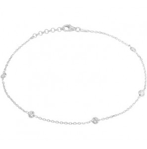 Zilver RH enkelbandje anker met zirkonia&#39;s 24-26 cm - 3200771