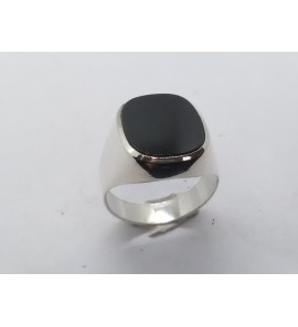 Zilver heren ring stophoek met onix mt 20½ - 3222060