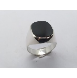 Zilver heren ring stophoek met onix mt 20½ - 3222060