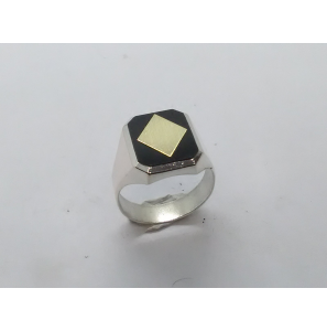 Zilver heren ring achtkant met onix mt 20 - 3222062