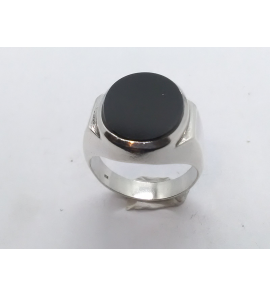 Zilver heren ring ovaal met onix mt 19¾ - 3222064