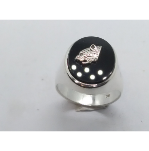 Zilver heren ring ovaal met onix en tijger mt 19¾ - 3222065