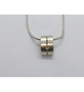 Zilver slangcollier met hanger mat met 0.01 crt. 38.5 cm - 3222604