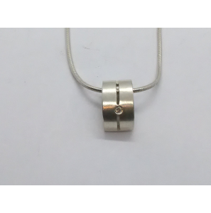 Zilver slangcollier met hanger mat met 0.01 crt. 38.5 cm - 3222604