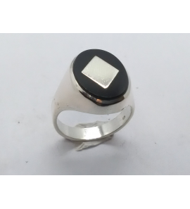 Zilver heren ring ovaal met onix mt 20¼ - 3222067