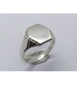 Zilver Graveerring achthoek 10x12 mm mt. 17¼ - 3222545