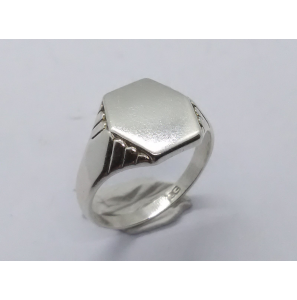 Zilver Graveerring achthoek 10x12 mm mt. 17¼ - 3222545