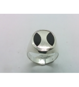 Zilver heren ring ovaal met onix mt 19½ - 3222072