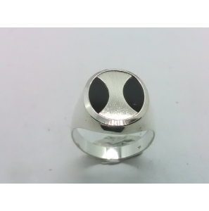 Zilver heren ring ovaal met onix mt 19½ - 3222072