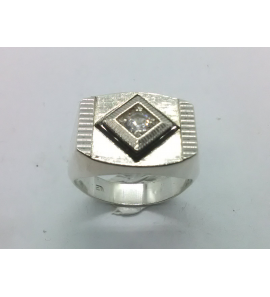 Zilver heren ring ovaal met onix en zirkonia mt 19¾ - 3222075