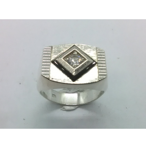 Zilver heren ring ovaal met onix en zirkonia mt 19¾ - 3222075
