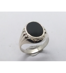 Zilver heren ring rechthoek met onix 13 x11 mm mt 19¾ - 3222079