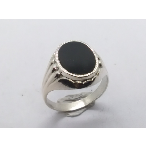 Zilver heren ring rechthoek met onix 13 x11 mm mt 19¾ - 3222079