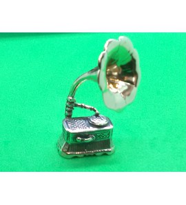 Zilver miniatuur Gramafoon 28 mm - 35835