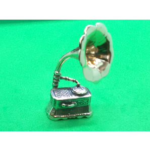Zilver miniatuur Gramafoon 28 mm - 35835