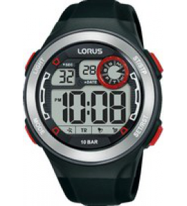 Lorus heren digitaal zwart siliconenband 100m wr - 3220261