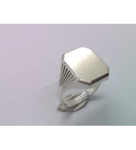 Zilver herenring achtkant 12x16 mm mt. 19¾ - 3222356
