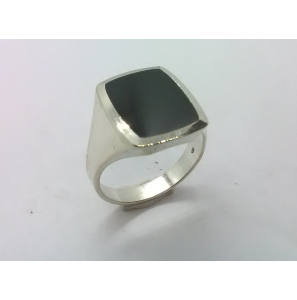 Zilver heren ring rechthoek met onix mt 19¾ - 3222036