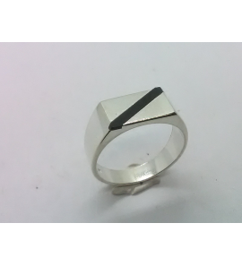 Zilver heren ring rechthoek met onix mt 19 - 3222039