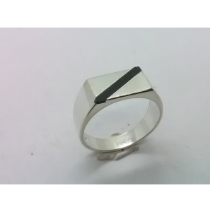 Zilver heren ring rechthoek met onix mt 19 - 3222039
