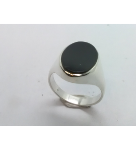 Zilver heren ring ovaal met onix mt 21 - 3222056