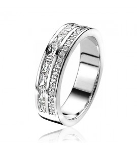 Zinzi zlv. ring zirc. en baquette braad mt. 56 - 3220283
