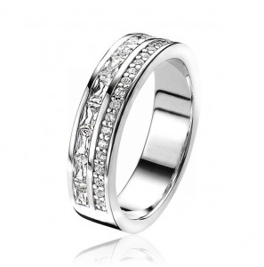Zinzi zlv. ring zirc. en baquette braad mt. 56 - 3220283
