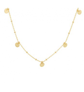 Goud collier anker met bolletjes 1.3 mm en ronde plaatjes 3 mm 41-44 cm - 3201052