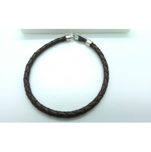 Zilver armband met bruin leer 3,5 mm 21 cm - 3201203