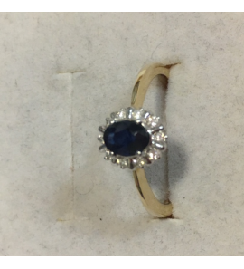ID gouden saffier ring met briljant 0.25 krt si - 3142993