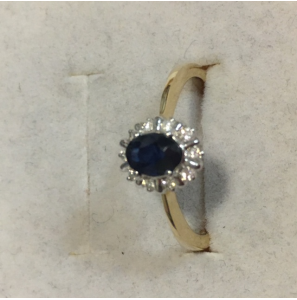 ID gouden saffier ring met briljant 0.25 krt si - 3142993