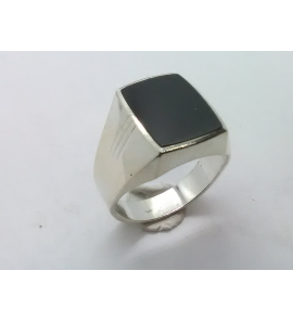 Zilver heren ring met onix rechthoek mt 20½ - 3222032