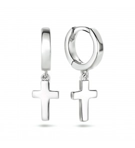 Zilver RH klap-oorringen met hanger kruis 10x2 - 3212031