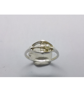 Zilver dames ring met ZW parel 2.5 mm mt. 17¼ - 3221119