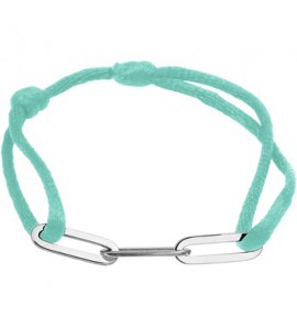 Gevlochten armband van mint touw met 925 zilveren schakels, 13 tot 26cm. - 3200757
