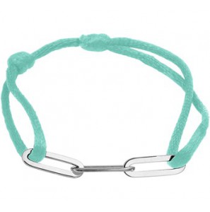 Gevlochten armband van mint touw met 925 zilveren schakels, 13 tot 26cm. - 3200757